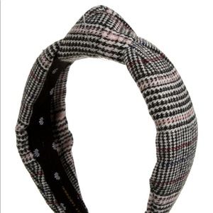 NEW Lele Sadoughi Black Plaid Knotted Headband
